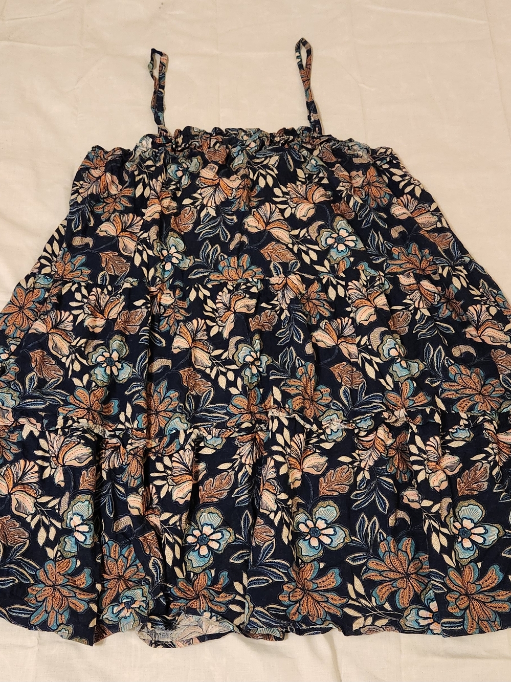 A.N.A. Size XXL  Navy Floral Smocked Sundress with Pastel Accents